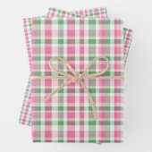 Preppy Roze en Groen Plaid Inpakpapier Vel (In situ)