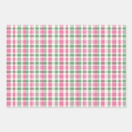 Preppy Roze en Groen Plaid Inpakpapier Vel (Voorkant)