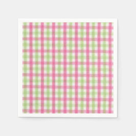 Preppy Roze en Groen Plaid Servet