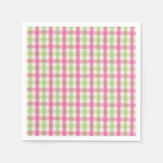 Preppy Roze en Groen Plaid Servet (Voorkant)