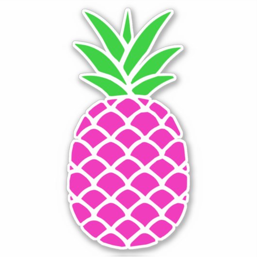 Preppy roze en groene ananas sticker (Voorkant)