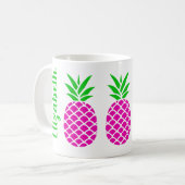 Preppy Roze en Groene ananassen op maat Koffiemok (Voorkant links)