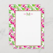 Preppy Roze en Groene Appels Monogram Informatiekaartje (Voorkant / Achterkant)