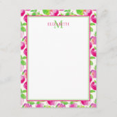 Preppy Roze en Groene Appels Monogram Informatiekaartje (Voorkant)