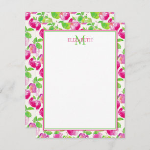 Preppy Roze en Groene Appels Monogram Informatiekaartje