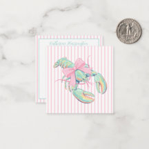 Preppy Roze en Groene Aquarel Kreeft op Streep