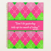 Preppy Roze en Groene Argyle met Wit Stikkend Planner (Voorkant)