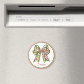 Preppy Roze en Groene Bloemboog Persoonlijk Magneet (Insitu (Vaatwasser))