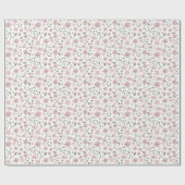 Preppy Roze en Groene Bloemen Gift Cadeaupapier (Vlak)