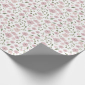 Preppy Roze en Groene Bloemen Gift Cadeaupapier (Hoek)