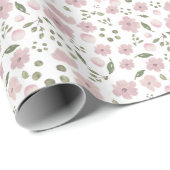 Preppy Roze en Groene Bloemen Gift Cadeaupapier (Rol Hoek)