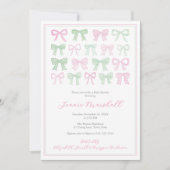 Preppy Roze en Groene Bogen Baby Meisje Douche Kaart (Voorkant)