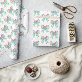 Preppy roze en groene bogen cadeaupapier