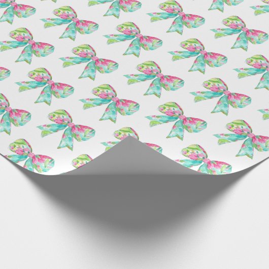 Preppy roze en groene bogen cadeaupapier (Hoek)