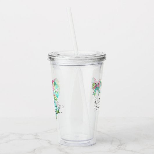 Preppy roze en groene bogen gepersonaliseerd acryl drinkbeker (Links)