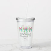 Preppy roze en groene bogen gepersonaliseerd acryl drinkbeker (Achterkant)