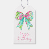 Preppy roze en groene bogen gepersonaliseerd cadeaulabel (Voorkant)
