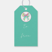 Preppy roze en groene bogen gepersonaliseerd cadeaulabel (Achterkant)