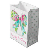 Preppy roze en groene bogen gepersonaliseerd medium cadeauzakje (Voorkant Gekanteld)
