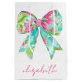 Preppy roze en groene bogen gepersonaliseerd medium cadeauzakje (Achterkant)