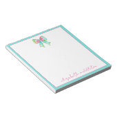 Preppy roze en groene bogen gepersonaliseerd notitieblok (Schuin)