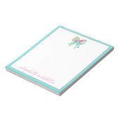 Preppy roze en groene bogen gepersonaliseerd notitieblok (Linkerzijde)