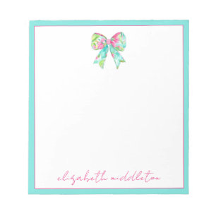 Preppy roze en groene bogen gepersonaliseerd notitieblok