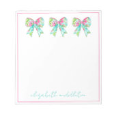 Preppy roze en groene bogen gepersonaliseerd notitieblok (Voorkant)