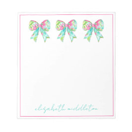 Preppy roze en groene bogen gepersonaliseerd notitieblok