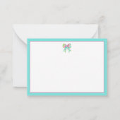 Preppy roze en groene bogen gepersonaliseerd notitiekaartje (Achterkant)