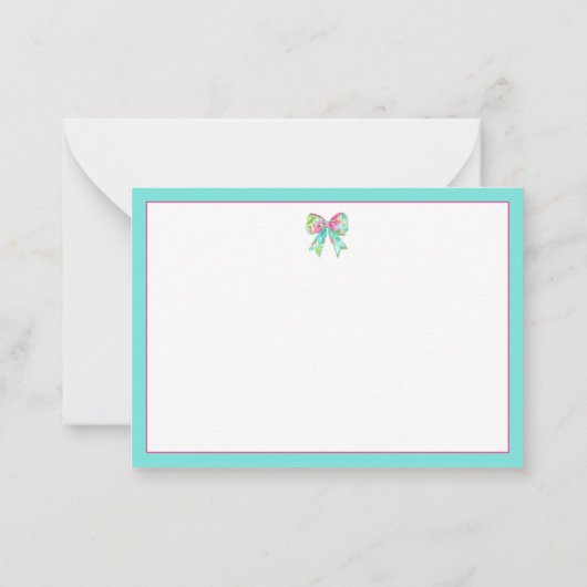 Preppy roze en groene bogen gepersonaliseerd notitiekaartje (Achterkant)