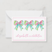 Preppy roze en groene bogen gepersonaliseerd notitiekaartje (Voorkant)