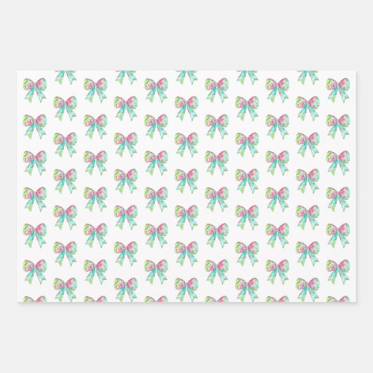 Preppy roze en groene bogen inpakpapier vel (Voorkant 2)