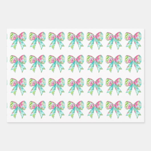 Preppy roze en groene bogen inpakpapier vel (Voorkant)