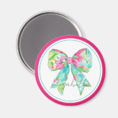 Preppy roze en groene boog gepersonaliseerd magneet (Voorkant / Achterkant)
