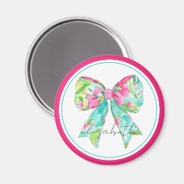 Preppy roze en groene boog gepersonaliseerd magneet
