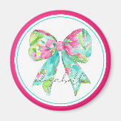 Preppy roze en groene boog gepersonaliseerd magneet (Voorkant)