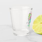 Preppy roze en groene boog gepersonaliseerd shot glas (Links)