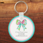 Preppy roze en groene boog gepersonaliseerd sleutelhanger (Achterkant)