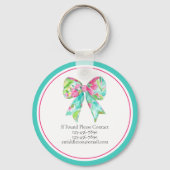 Preppy roze en groene boog gepersonaliseerd sleutelhanger (Achterkant)