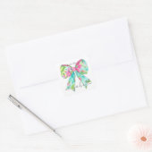 Preppy Roze en Groene Boog Gepersonaliseerde Boekp Vierkante Sticker (Envelop)
