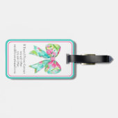 Preppy Roze en Groene Boog Gepersonaliseerde Reize Bagagelabel (Achterkant horizontaal)