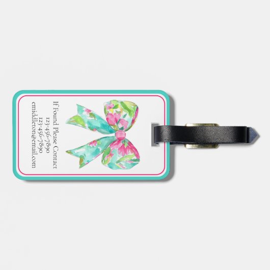 Preppy Roze en Groene Boog Gepersonaliseerde Reize Bagagelabel (Achterkant horizontaal)