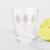 Preppy Roze en Groene Chinoiserie Kerstbomen Shot Glas (Achterkant)