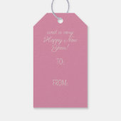 Preppy Roze en Groene Chinoiserie Kerstboom Cadeaulabel (Achterkant)