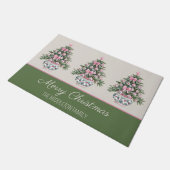 Preppy Roze en Groene Chinoiserie Kerstboom Deurmat (Schuin)