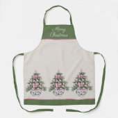 Preppy Roze en Groene Chinoiserie Kerstboom Schort (Voorkant)