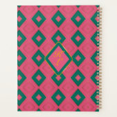 Preppy Roze en Groene Diamant Motief Monogrammed Planner (Achterkant)