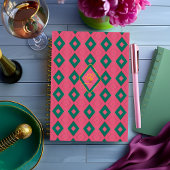 Preppy Roze en Groene Diamant Motief Monogrammed Planner
