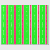 Preppy Roze en Groene Gepersonaliseerde Stripe Cadeaupapier (Vlak)
